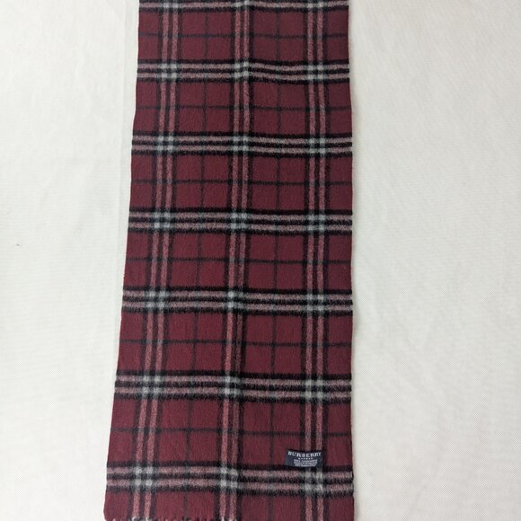 BURBERRY London Classic Nova Check Knit 100% Cashmere Neck Warmer Maroon SCARF - Picture 2 of 7